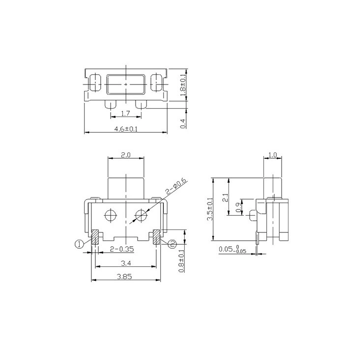 2.3X4.6mm Miniature Tact Switch SMT/SMD Density Mounting Type Horizontal Push Button Switch for Various Mobile Devices